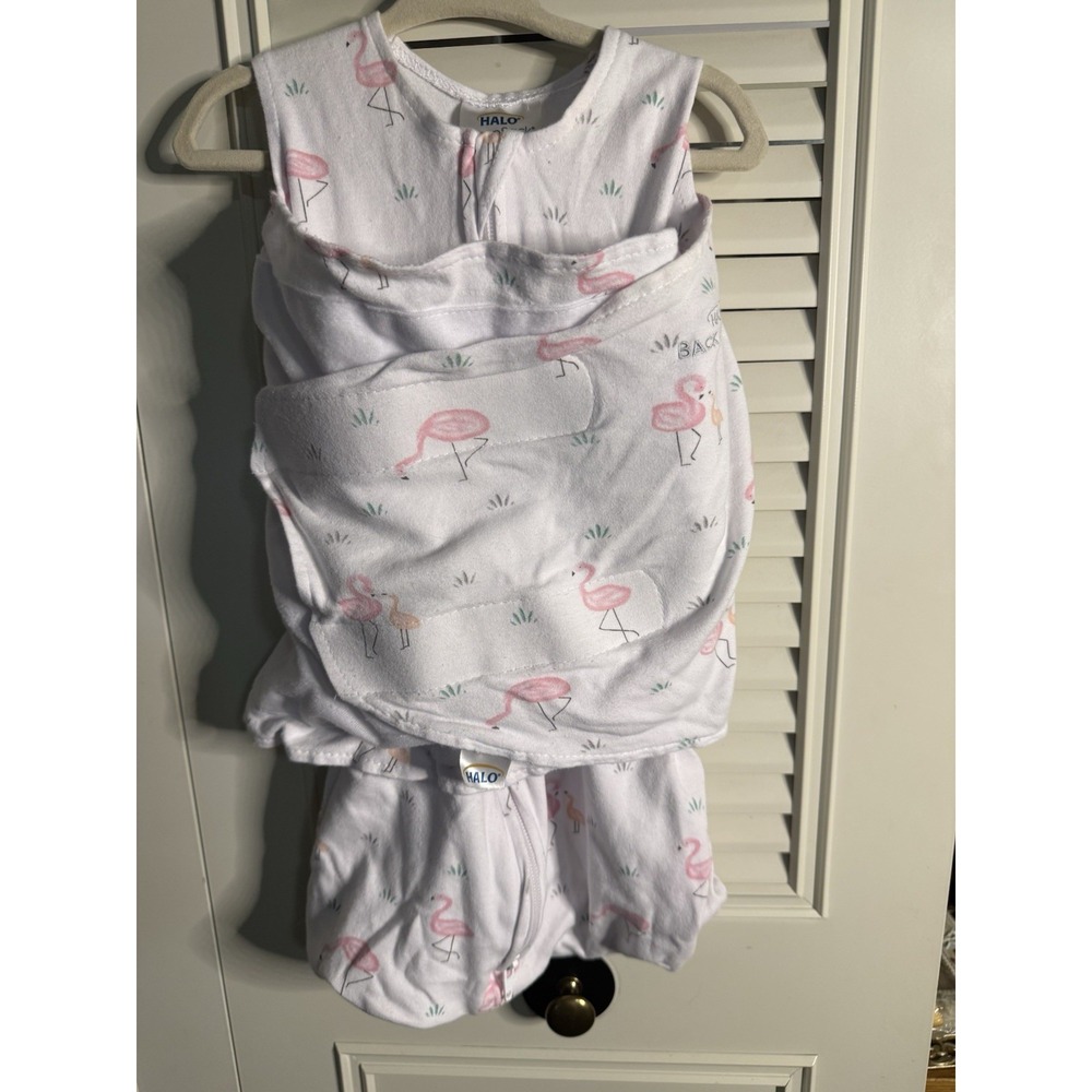Halo Baby Cotton Sleep Sack Swaddle Size Small 0-3 Months Pink Flamingos
